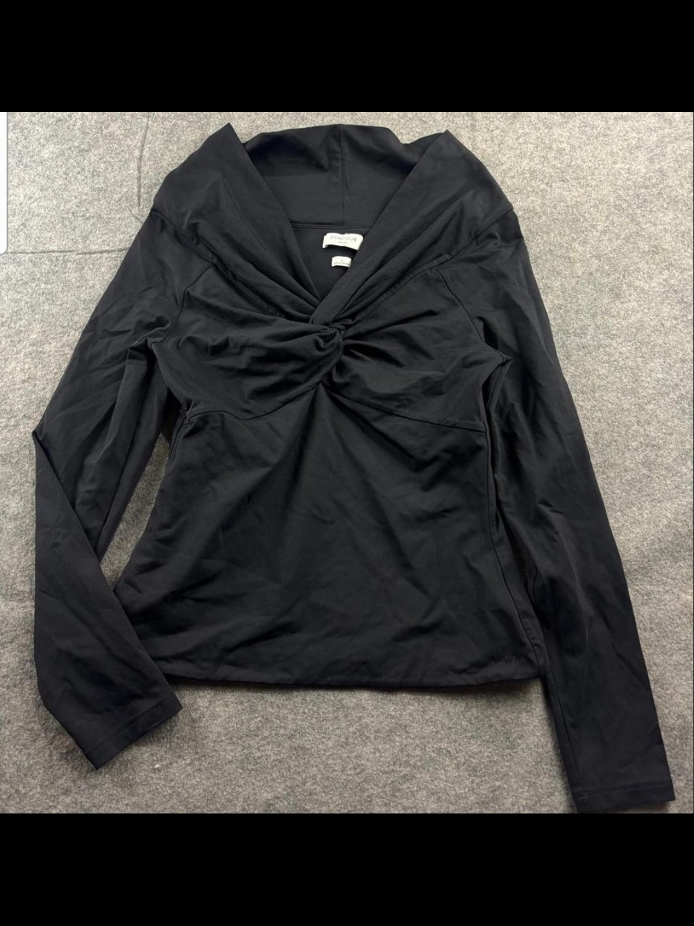 Aritzia Black Long Sleeve Twist-Front Top